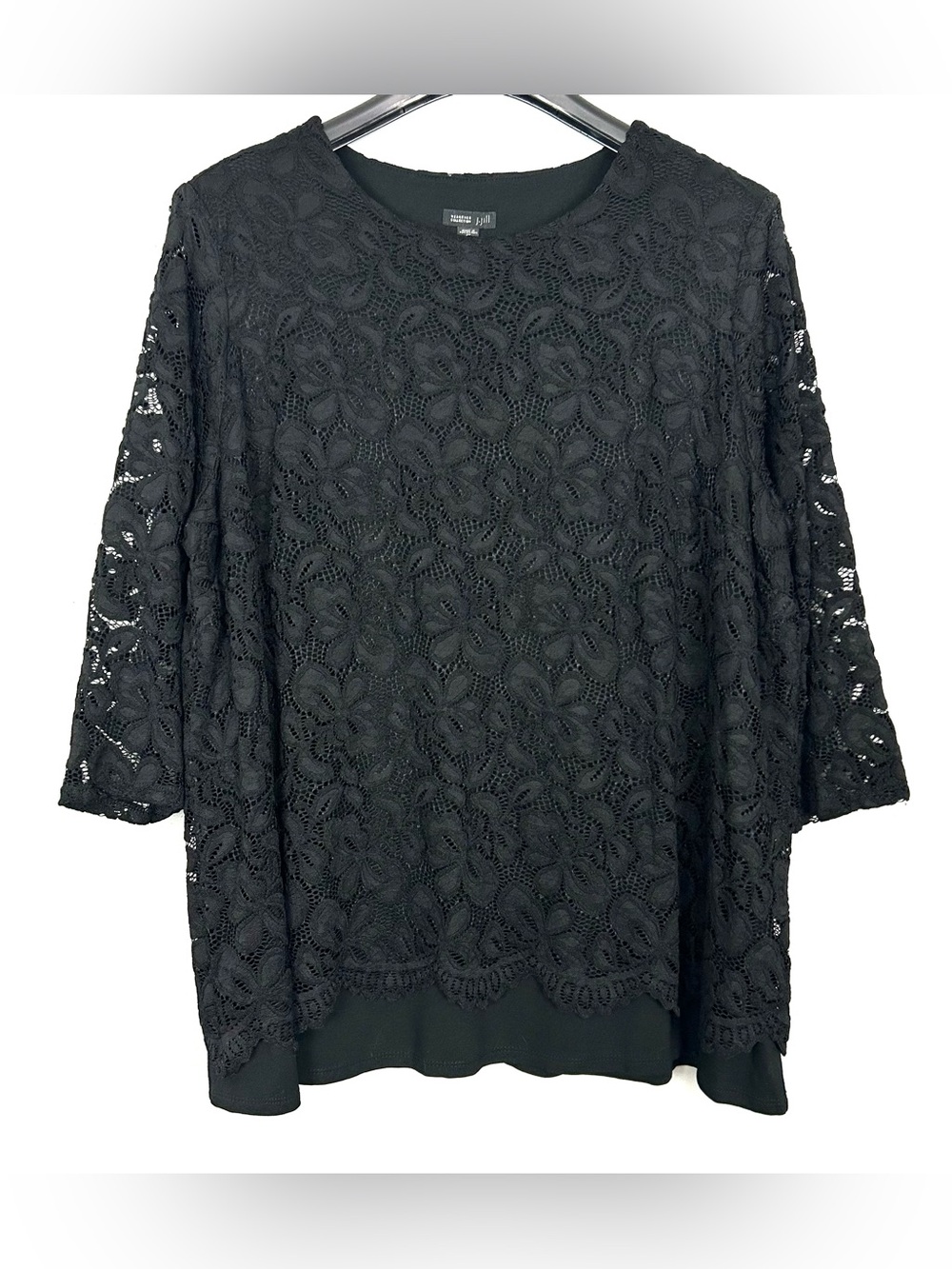 J. Jill Wearever Collection Lace Tunic Top Women’s Size 2X Floral Travel Goth